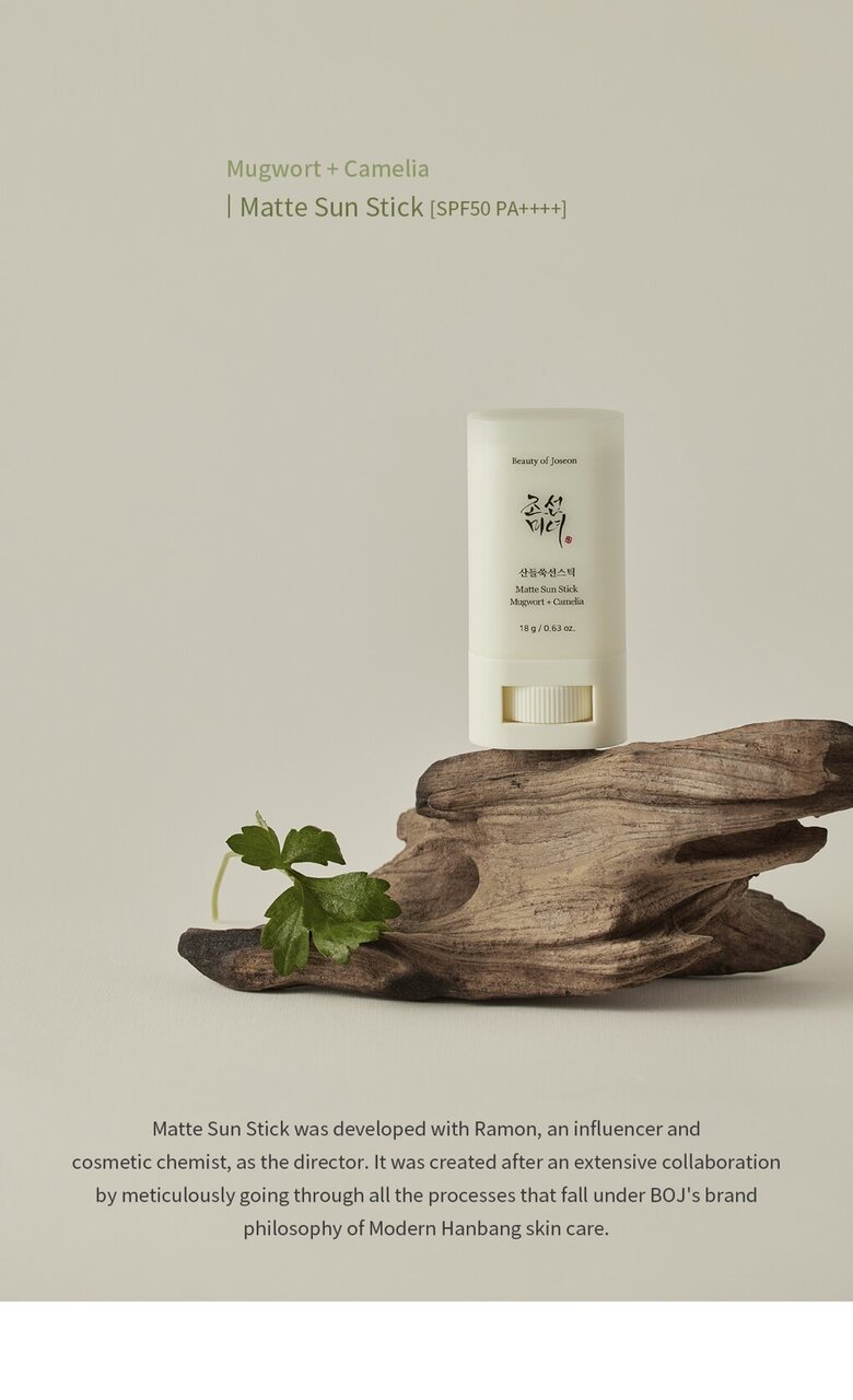 BEAUTY OF JOSEON - Matte Sun Stick : Mugwort + Camelia - 18g