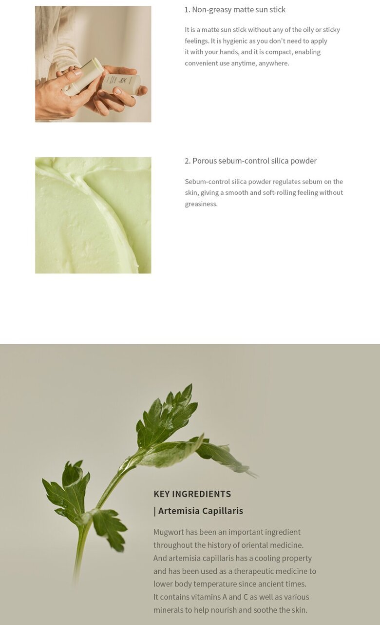 BEAUTY OF JOSEON - Matte Sun Stick : Mugwort + Camelia - 18g