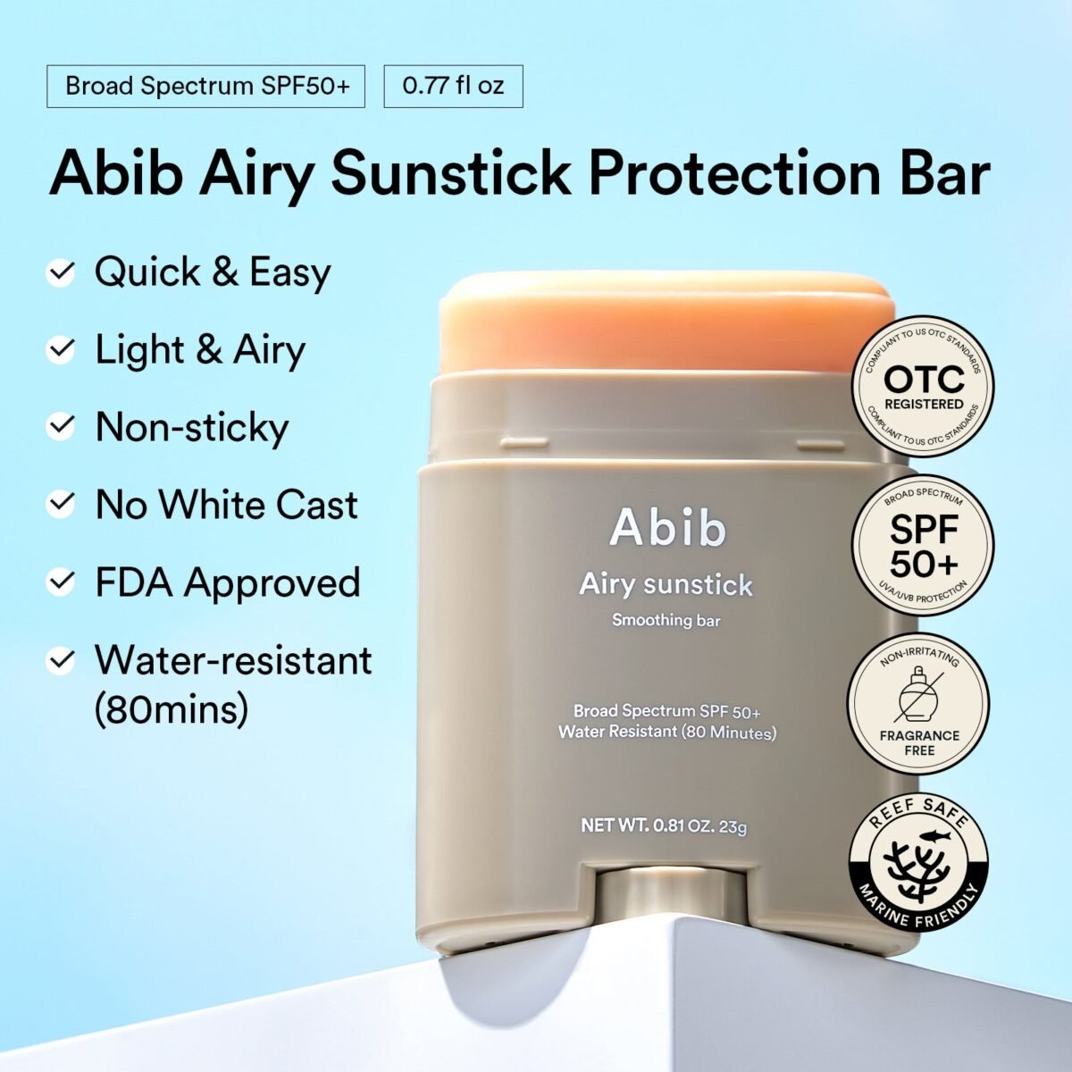 Abib - Airy Sunstick Smoothing Bar SPF50+ PA++++ - 23g