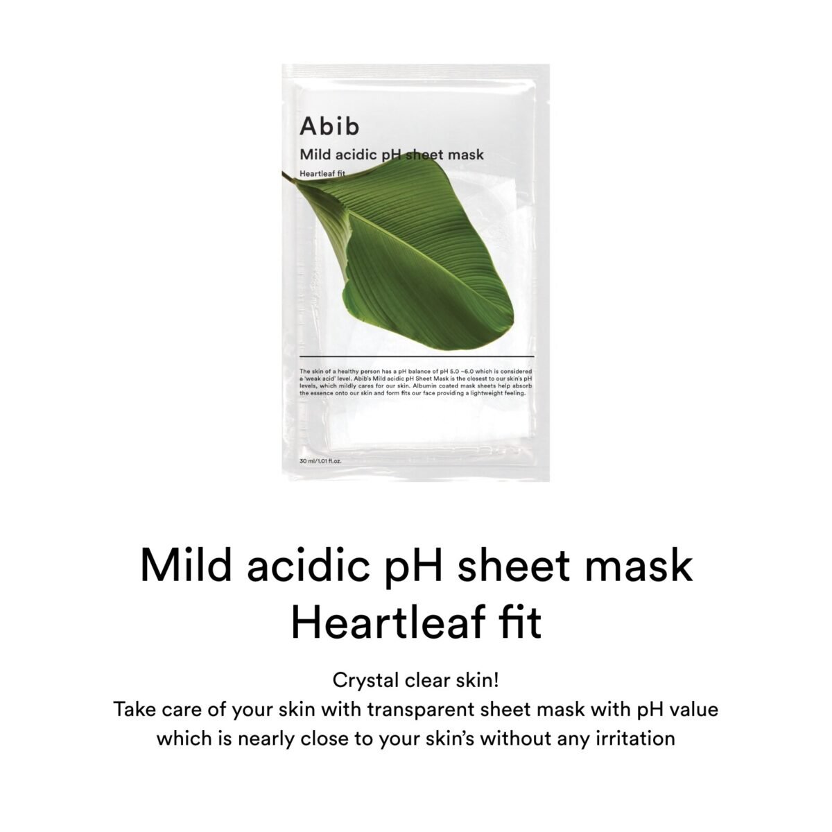 Abib - Mild Acidic pH Sheet Mask - Heartleaf Fit - 10pcs