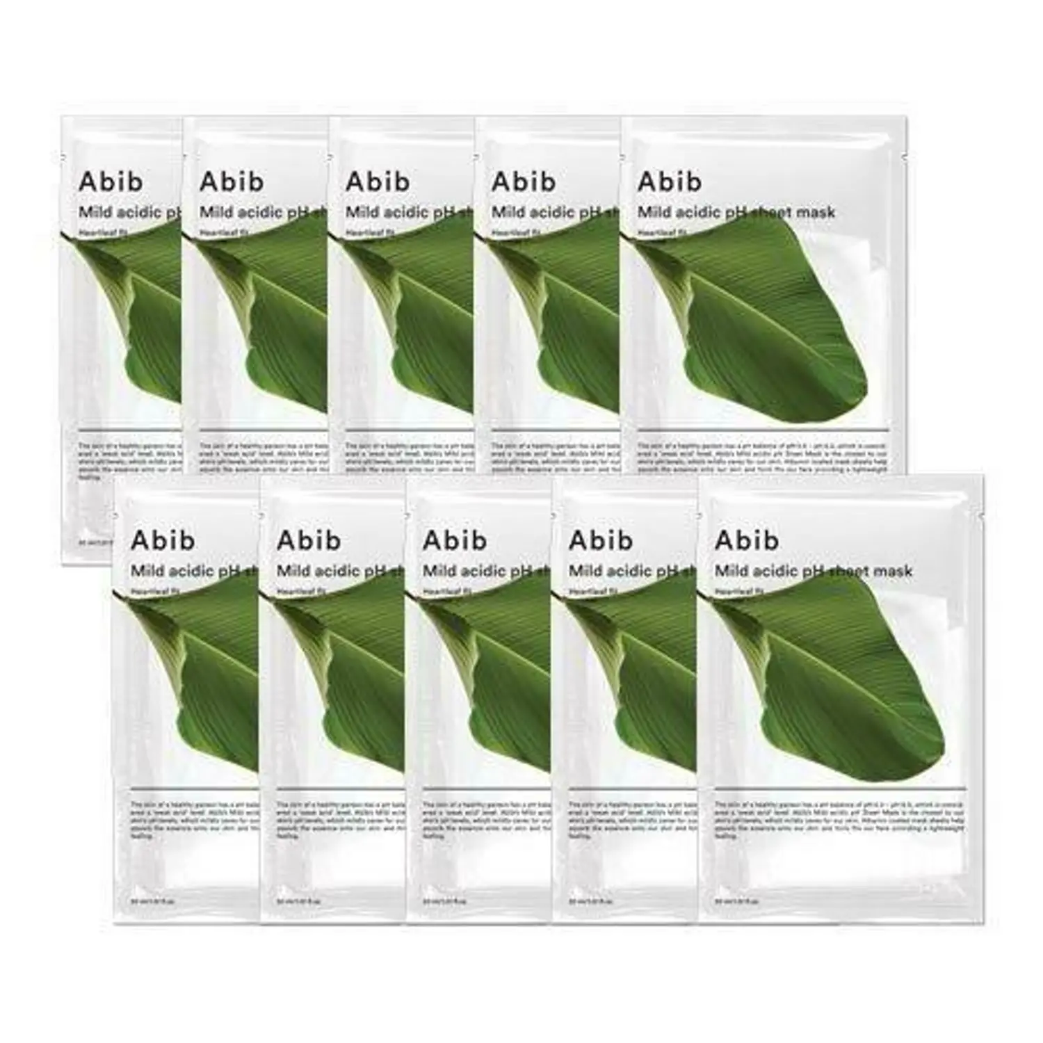 Abib - Mild Acidic pH Sheet Mask - Heartleaf Fit - 10pcs