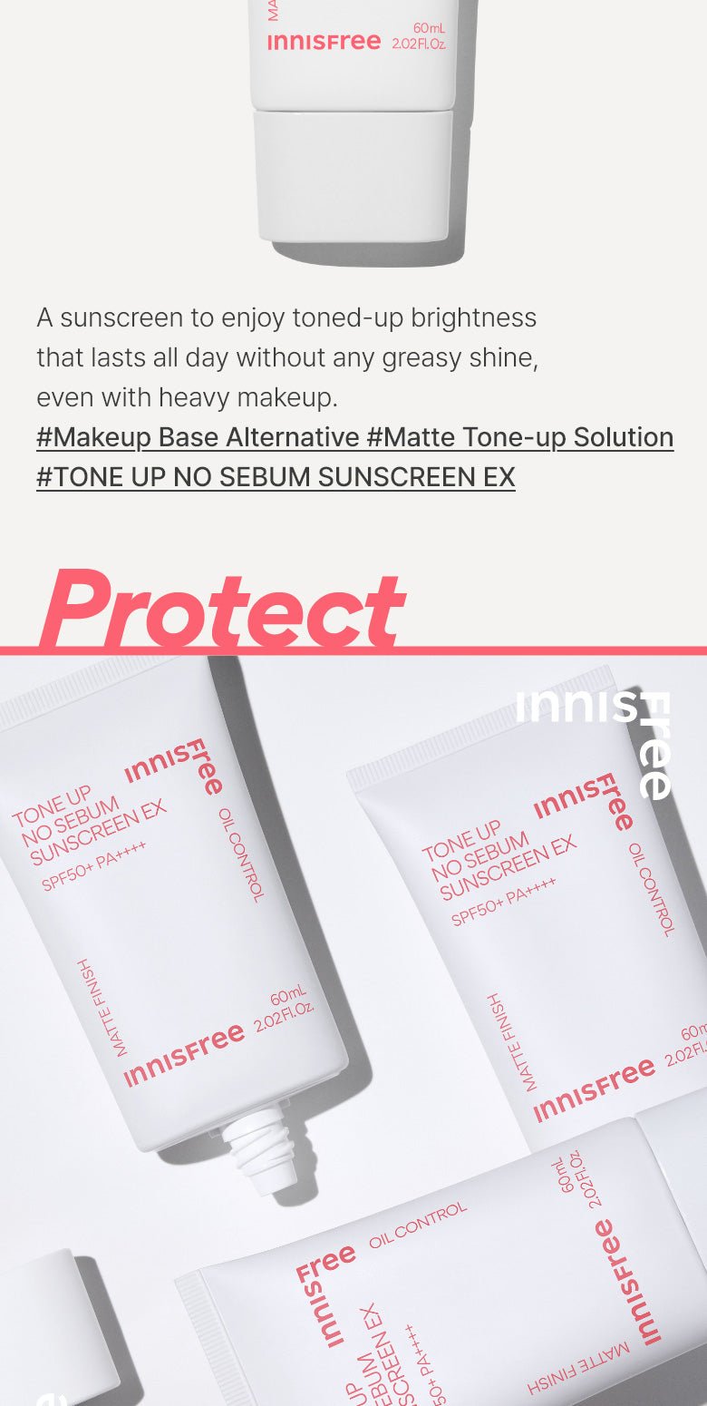 innisfree - Tone Up No Sebum Sunscreen EX SPF50+ PA++++ - 60ml