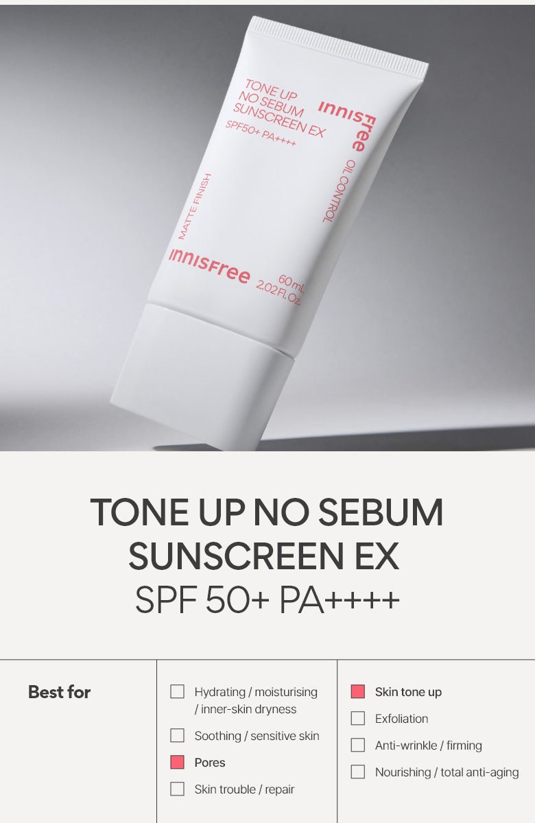 innisfree - Tone Up No Sebum Sunscreen EX SPF50+ PA++++ - 60ml